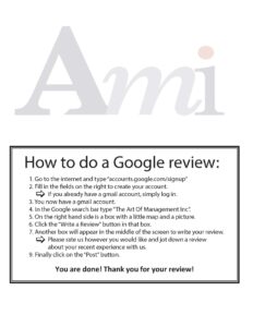 AMI Google review sheet
