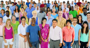 large multi-ethnic group of people