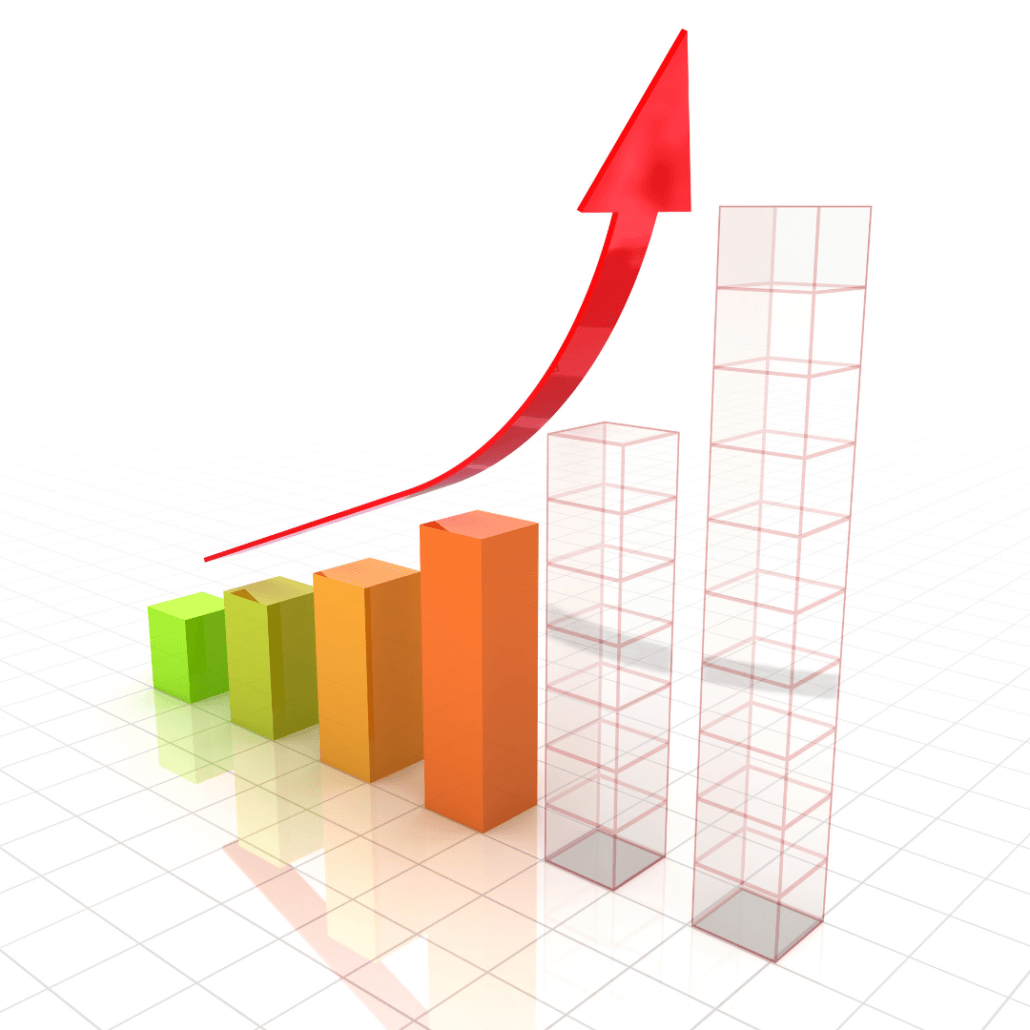 line graph stats up